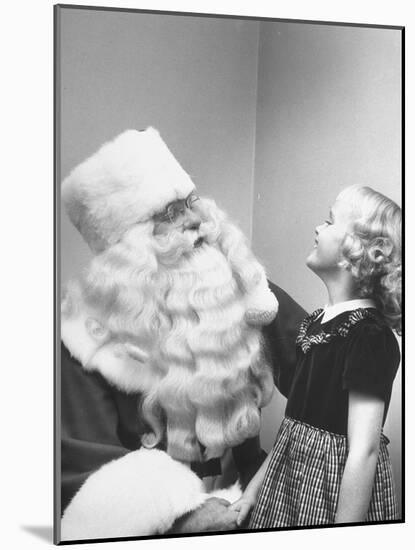 Santa Claus and 5 Year Old Demonstrating Right Way to Hold Child-Martha Holmes-Mounted Photographic Print