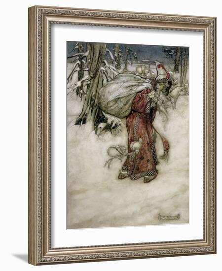 Santa Claus, Illustration from 'Arthur Rackham's Book of Pictures', 1907, Published 1913-Arthur Rackham-Framed Giclee Print