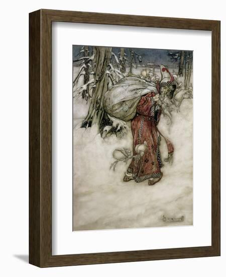 Santa Claus, Illustration from 'Arthur Rackham's Book of Pictures', 1907, Published 1913-Arthur Rackham-Framed Giclee Print