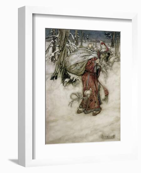 Santa Claus, Illustration from 'Arthur Rackham's Book of Pictures', 1907, Published 1913-Arthur Rackham-Framed Giclee Print