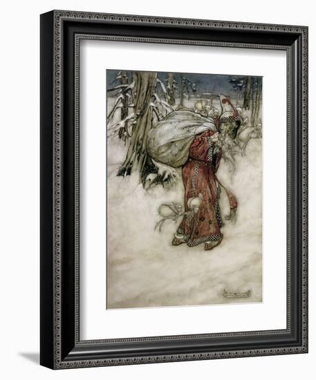 Santa Claus, Illustration from 'Arthur Rackham's Book of Pictures', 1907, Published 1913-Arthur Rackham-Framed Giclee Print