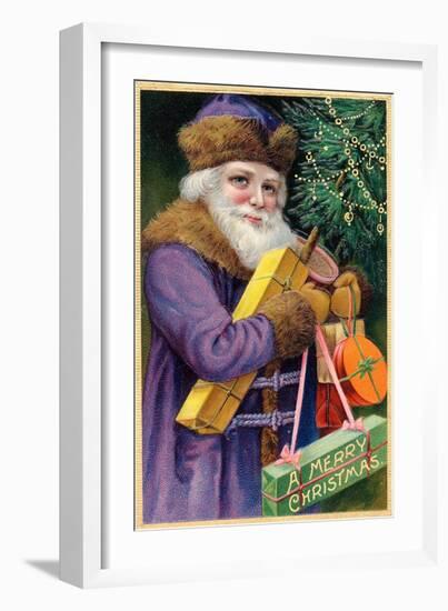 Santa Claus in Purple-null-Framed Art Print