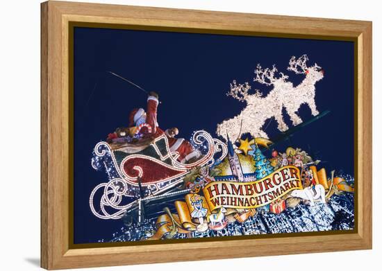 Santa Claus Sign at Hamburg Christmas Market-Jon Hicks-Framed Premier Image Canvas