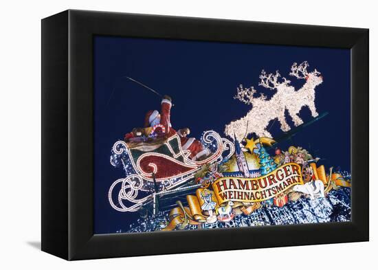 Santa Claus Sign at Hamburg Christmas Market-Jon Hicks-Framed Premier Image Canvas