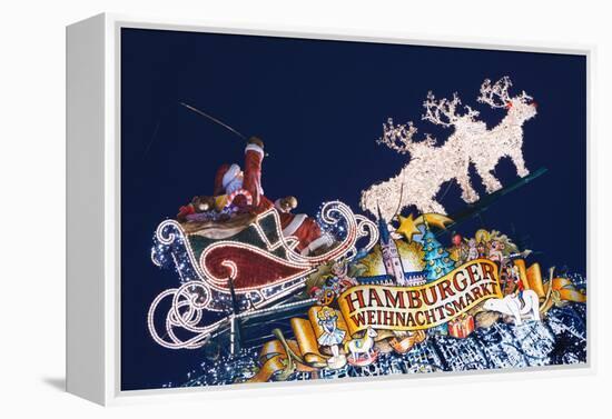 Santa Claus Sign at Hamburg Christmas Market-Jon Hicks-Framed Premier Image Canvas