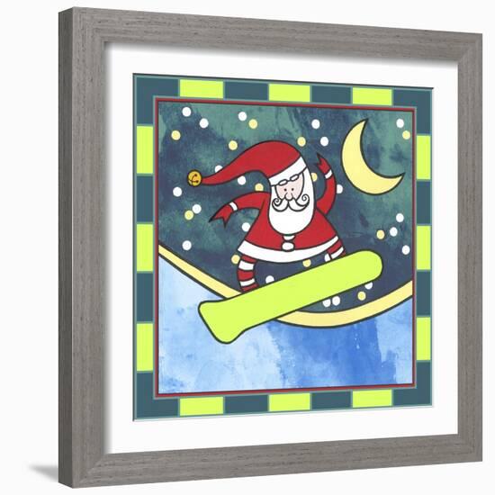 Santa Claus Snowboarding 4-Denny Driver-Framed Giclee Print