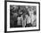 Santa Claus Visiting with Large Group of Children-null-Framed Photo