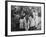 Santa Claus Visiting with Large Group of Children-null-Framed Photo