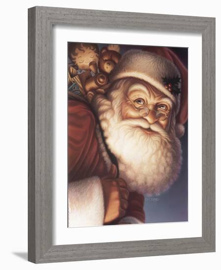 Santa Close-Up with a Sack of Toys on His Back-Dan Craig-Framed Giclee Print