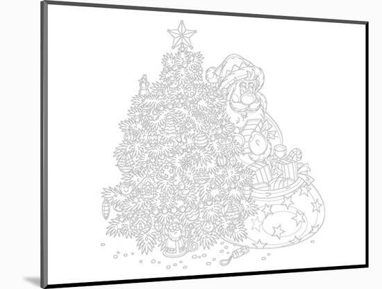 Santa Coloring Art-null-Mounted Coloring Poster