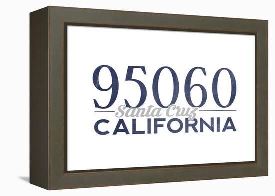 Santa Cruz, California - 95060 Zip Code (Blue)-Lantern Press-Framed Stretched Canvas