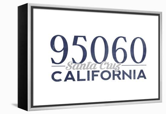 Santa Cruz, California - 95060 Zip Code (Blue)-Lantern Press-Framed Stretched Canvas