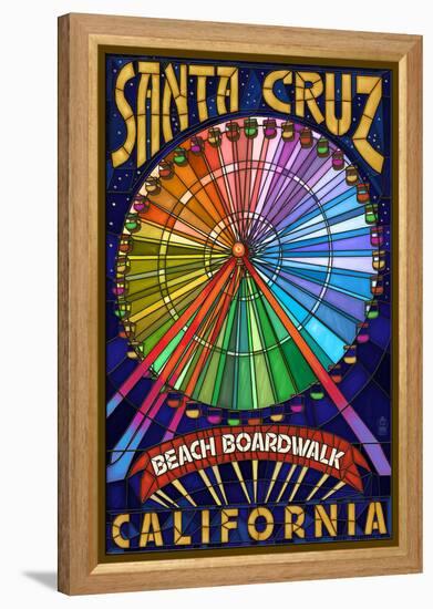 Santa Cruz, California - Beach Boardwalk Ferris Wheel-Lantern Press-Framed Stretched Canvas