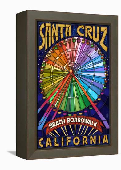 Santa Cruz, California - Beach Boardwalk Ferris Wheel-Lantern Press-Framed Stretched Canvas