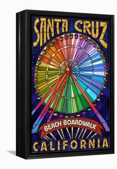 Santa Cruz, California - Beach Boardwalk Ferris Wheel-Lantern Press-Framed Stretched Canvas