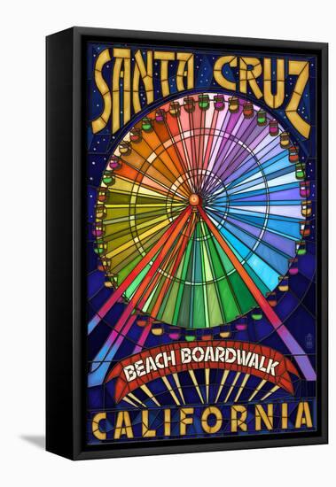 Santa Cruz, California - Beach Boardwalk Ferris Wheel-Lantern Press-Framed Stretched Canvas