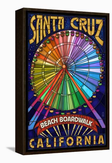 Santa Cruz, California - Beach Boardwalk Ferris Wheel-Lantern Press-Framed Stretched Canvas