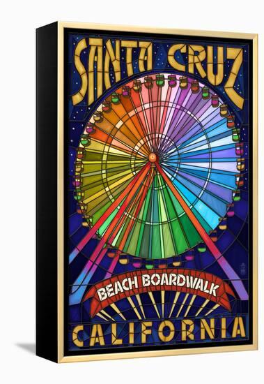 Santa Cruz, California - Beach Boardwalk Ferris Wheel-Lantern Press-Framed Stretched Canvas