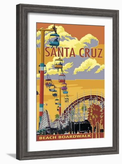 Santa Cruz, California - Beach Boardwalk-Lantern Press-Framed Art Print