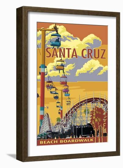 Santa Cruz, California - Beach Boardwalk-Lantern Press-Framed Art Print