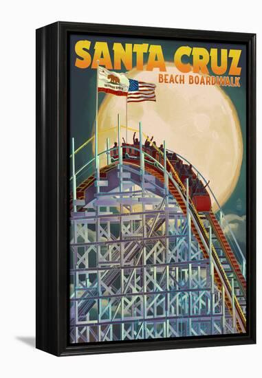 Santa Cruz, California - Big Dipper Coaster and Moon-Lantern Press-Framed Stretched Canvas