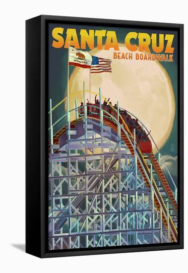 Santa Cruz, California - Big Dipper Coaster and Moon-Lantern Press-Framed Stretched Canvas