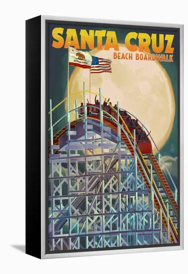 Santa Cruz, California - Big Dipper Coaster and Moon-Lantern Press-Framed Stretched Canvas