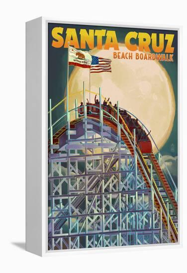 Santa Cruz, California - Big Dipper Coaster and Moon-Lantern Press-Framed Stretched Canvas