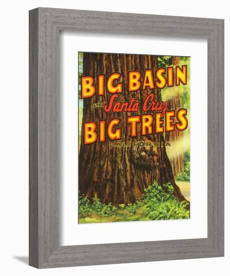 Santa Cruz, California - Big Trees Park, Big Basin Letters-Lantern Press-Framed Premium Giclee Print