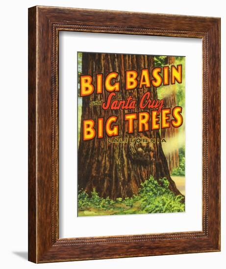 Santa Cruz, California - Big Trees Park, Big Basin Letters-Lantern Press-Framed Premium Giclee Print