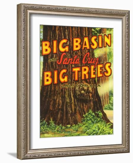 Santa Cruz, California - Big Trees Park, Big Basin Letters-Lantern Press-Framed Art Print