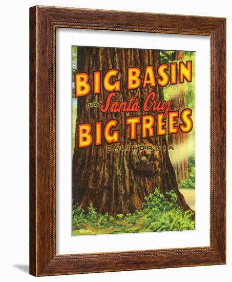 Santa Cruz, California - Big Trees Park, Big Basin Letters-Lantern Press-Framed Art Print