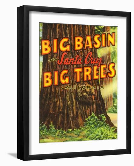 Santa Cruz, California - Big Trees Park, Big Basin Letters-Lantern Press-Framed Art Print