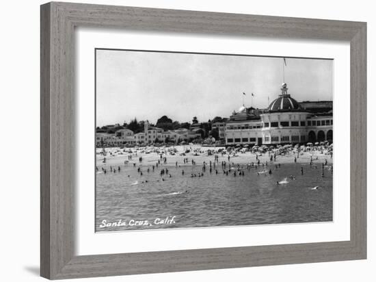 Santa Cruz, California - Crowds on the Beach Photograph-Lantern Press-Framed Art Print