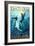 Santa Cruz, California - Great White Shark-Lantern Press-Framed Art Print