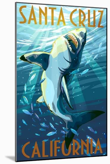 Santa Cruz, California - Great White Shark-Lantern Press-Mounted Art Print