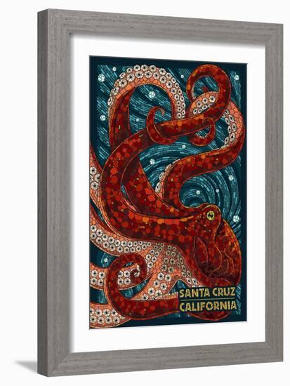 Santa Cruz, California - Octopus Mosaic-Lantern Press-Framed Art Print