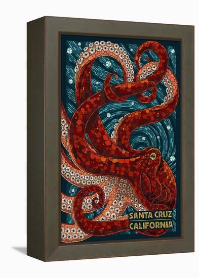 Santa Cruz, California - Octopus Mosaic-Lantern Press-Framed Stretched Canvas