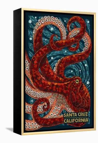 Santa Cruz, California - Octopus Mosaic-Lantern Press-Framed Stretched Canvas