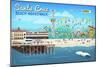 Santa Cruz, California - Retro Scene-Lantern Press-Mounted Art Print