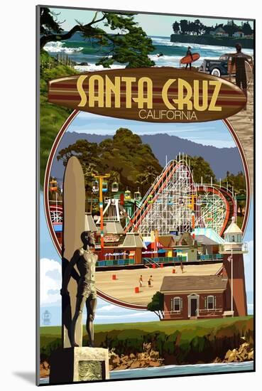 Santa Cruz, California - Scenes Montage-Lantern Press-Mounted Art Print