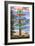 Santa Cruz, California - Signpost Destinations-Lantern Press-Framed Premium Giclee Print