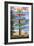 Santa Cruz, California - Signpost Destinations-Lantern Press-Framed Premium Giclee Print