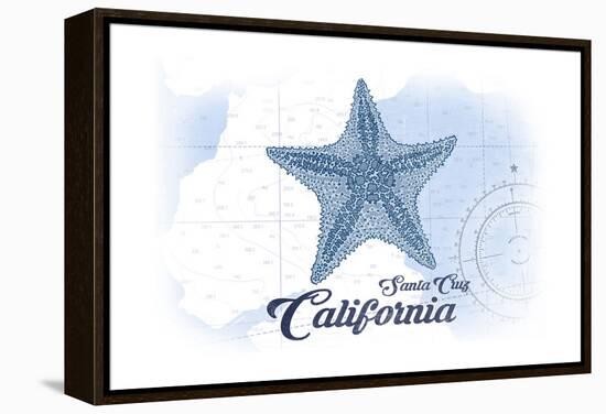 Santa Cruz, California - Starfish - Blue - Coastal Icon-Lantern Press-Framed Stretched Canvas