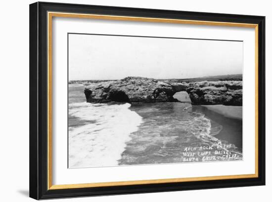 Santa Cruz, California - View of Arch Rock along West Cliff Drive-Lantern Press-Framed Art Print