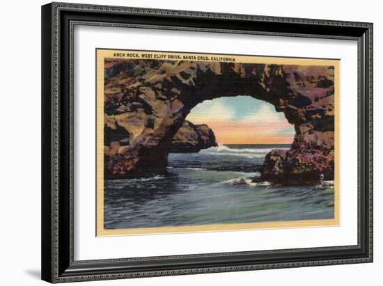 Santa Cruz, California - View of Arch Rock along West Cliff Drive-Lantern Press-Framed Premium Giclee Print