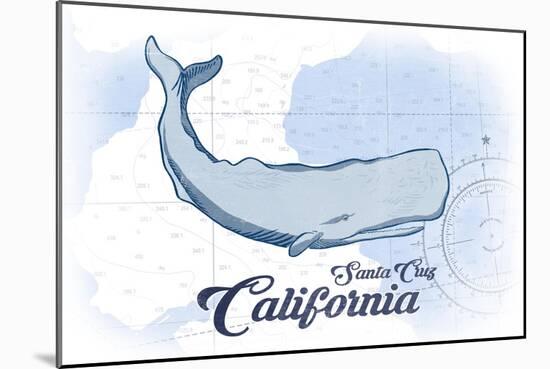 Santa Cruz, California - Whale - Blue - Coastal Icon-Lantern Press-Mounted Art Print
