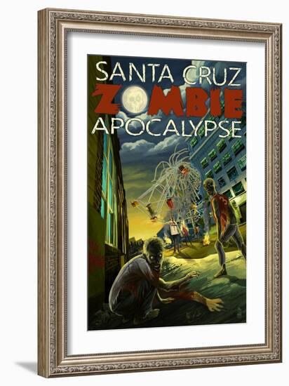 Santa Cruz, California - Zombie Apocalypse-Lantern Press-Framed Art Print