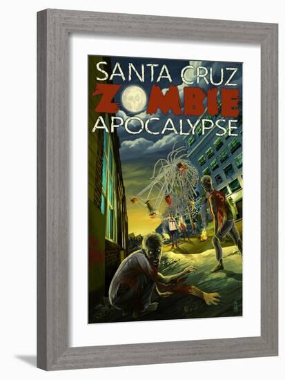 Santa Cruz, California - Zombie Apocalypse-Lantern Press-Framed Art Print