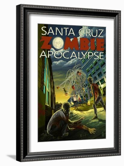 Santa Cruz, California - Zombie Apocalypse-Lantern Press-Framed Art Print